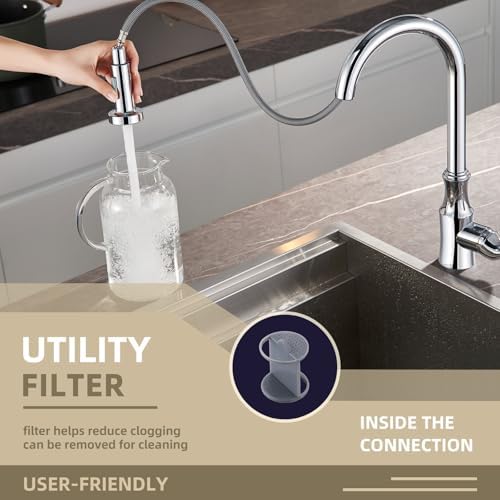 Angle Simple Faucet Head Replacement, Kitchen Sink Sprayer, Chrome - Image 7