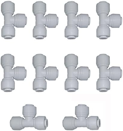 Malida 1/4" Tee 3 Way Tube Quick Connect Push Fit RO Water Reverse Osmosis System set of 10 by MALIDA