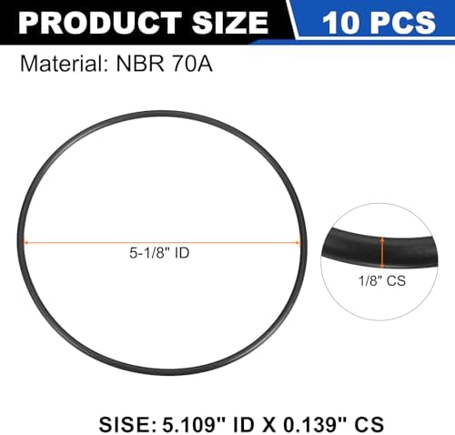 uxcell 10Pcs AS-251 NBR 70A O-Rings 5-1/8"ID x 1/8"CS/5.109"ID x 0.139"CS - Image 2