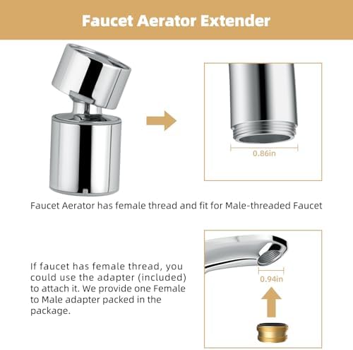 Hibbent NSF/ANSI/CAN 61 & cUPC Certified 2-Mode Faucet Aerator, Chrome - Image 4