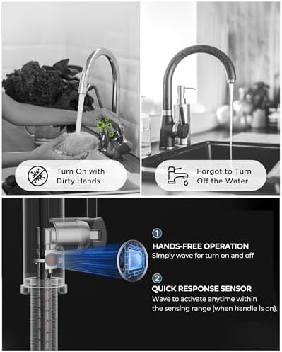 FORIOUS Touchless Kitchen Faucet, Hands-Free, Single Handle, Brushed Nickel - Image 4