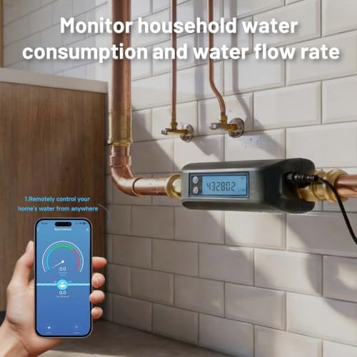 Water Flow Meter, 0.1gal/min Water Flow Monitor Alarm, Water Valve 3/4" - Image 3