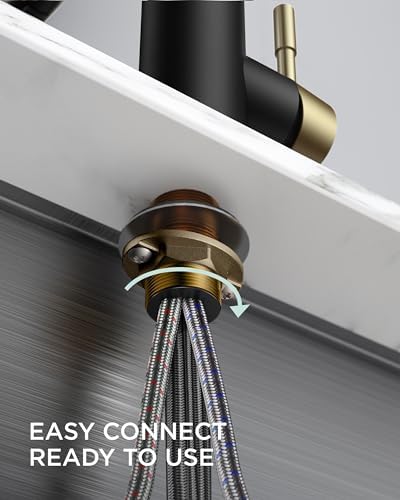 FORIOUS Kitchen Faucets, Pull Down Sprayer, Classic High Arc, Black Gold - Image 6