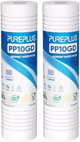 PUREPLUS 1 Micron 10"x2.5" Whole House Grooved Sediment Water Filter 2 Pack by PUREPLUS