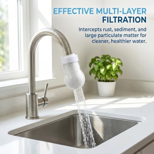 50PCS High Density Faucet Filter Cotton Bag, Universal Anti‑Splash Tap Water Filter Bag with Sediment Barrier, Fine Fiber Mesh Purifier for Kitchen Bathroom Sink Faucets - Image 2