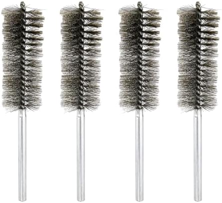 HARFINGTON 4pcs Wire Bore Brush Set 8 Inch Length 1.5 Inch Shank Stainless Steel Bristles Cleaning Brush for Clean Car Part Tube Kitchen Garage by HARFINGTON