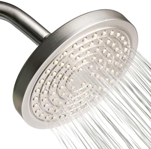 Winthorpe 6 Inch Rain Shower Head, High Pressure Fixed Showerhead, 90 Jets for Full Body Coverage, Adjustable 1.8 or 2.5 GPM Flow Inserts, Tool Free 1 Minute Install, Brushed Nickel - Image 2