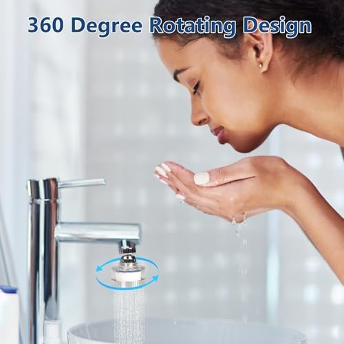 3 Pcs of Sink Water Filter and 18 Filter Elements Set, Sink Faucet Filter 360°Rotating, Bathroom Sink Filter Removes Fluoride Hard Water, Faucet Filter Faucet Extender for Home Kitchen Sink - Image 5