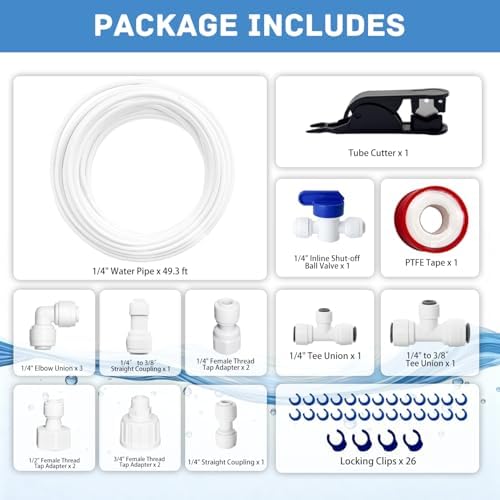 Refrigerator Water Line Kit, 1/4" OD 49.3 FT Water Supply Tubing - Image 4