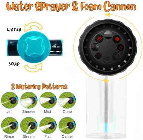 Variable Pressure 8 in 1 Sonic Suds Doggy Foam Cannon with Scrubber, Foam Gun, Hose & Faucet Attachment, Bathing & Showering Dog/pet, Save time and Energy! Black - Image 5