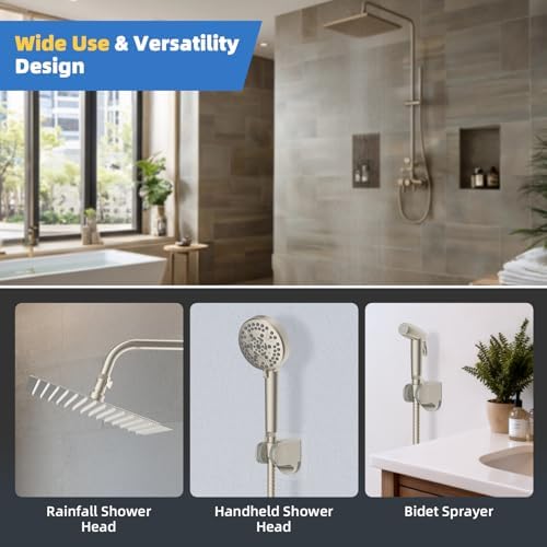 Hibbent All Metal 3 Pack Shower Head Flow Control Valve, G1/2 Brass Shut-off Valve with Metal Handle Lever, Shut OFF Water Flow Control Regulator for Handheld Shower, or Bidet Sprayer, Brushed Nickel - Image 5