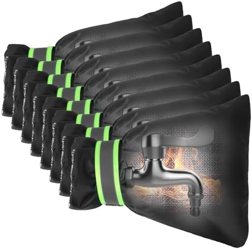 Outdoor Faucet Covers for Winter Freeze Protection, Kanosan 8.3"H X 6.7"W Thickened Reflective Outside Spigots Covers Hose Bib Insulated Sock for Winter Cold Weather, 8 Pack Black by KANOSAN