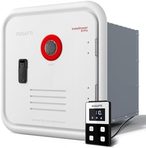 FOGATTI InstaShower 8 Pro RV Tankless Water Heater, Propane, 12V DC, White by FOGATTI