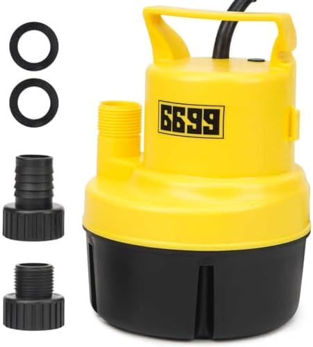 Submersible Sump Pump 1/3 HP 1800GPH Utility Pump Thermoplastic Electric Portable Transfer Water Pump with 10-Foot Cord for Pool Tub Garden Pond Draining Tankless Heater Flushing by Volcanorproducts