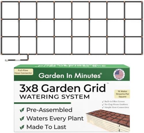 Garden Grid 3x8 | Garden Irrigation Kit for Raised Beds | Pre-Assembled by GardenInMinutes