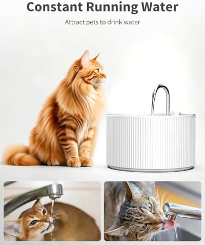 Lawfery Ceramic Cat Water Fountain, 74oz/2.2L Pet Drinking Fountain - Image 5