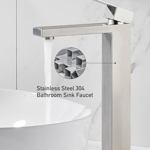 AVSIILE Vessel Sink Faucet Brushed Nickel 1 Hole Single Handle Tall Faucets - Image 6