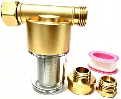 Reusable Washer Water Filters, Brass Sediment Filter,Traps Sand, Rust, 40 Micron Inline Water Filters for Washing Machines, Shower, Well，Garden hose by Zwsqq