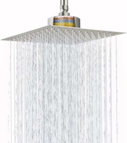 High Pressure Rain Shower Head with Filtered - 10" All Metal Square Showerhead Filter for Remove Chlorine and Harmful Substances, Brushed Nickel by NuodanLuxuryShowerSystems