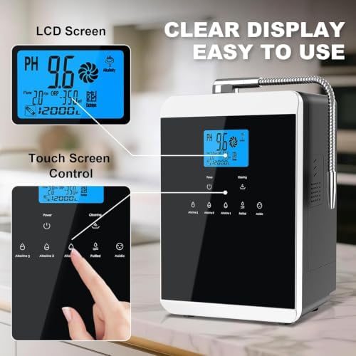 Alkaline Water Ionizer Machine, 3 Replacement Water Filters, 11 Titanium Plates, PH 3.5-10.5 for Alkaline & Acidic Water, Self-Cleaning, Up to - 600mV ORP, 10000 Liters Per Filter, for Home Use - Image 2