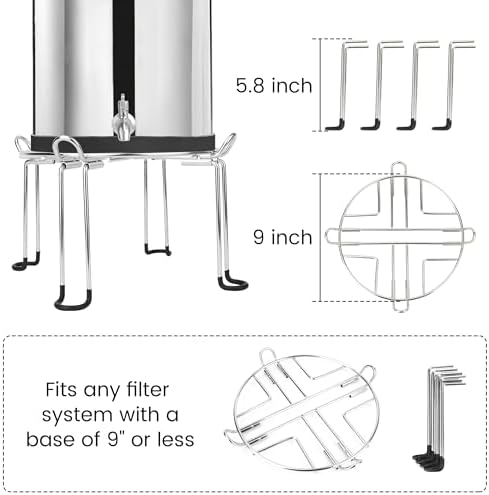 Water Filter Stand 6" Tall by 9" Wide Compatible with Berkey Big, Royal and Travel System, Countertop Stainless Steel Stand for Gravity Fed Water Water Coolers with Max 9" in Diameter - Image 2