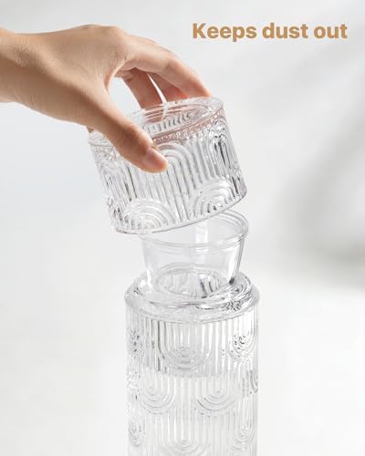 Bedside Water Carafe and Glass Set, 21.6oz, Clear - Image 2