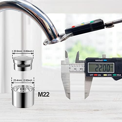 Faucet Aerator Female, Bathroom Sink Aerator, Chrome Brass Shell 55/64in 22mm Faucet Filter with Gasket for Kitchen Bathroom Silver(2 Pcs) - Image 3