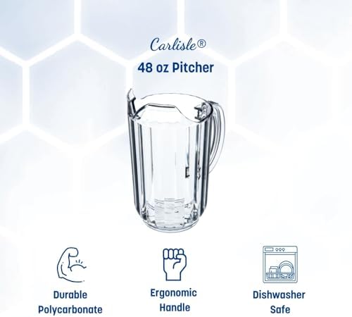Carlisle FoodService Products 553807 Plastic Pitcher, 48 Ounces, Clear (Pack of 6) - Image 2