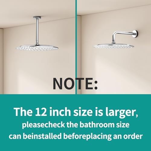 All Metal 12Inch Rain Shower Head - Heavy Duty Stainless Steel, Easy Install, High Water Flow, Ultra-Thin Modern Design for Bathroom (Chrome) - Image 3