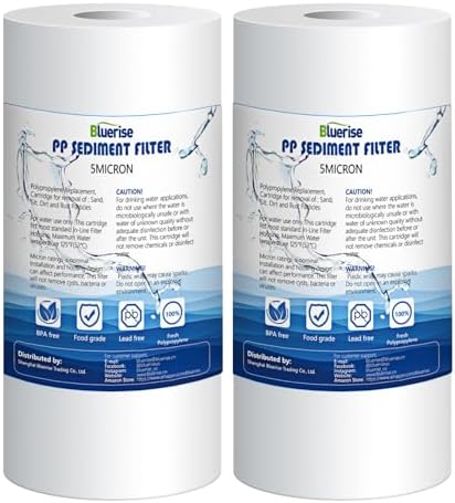 BLUERISE Whole House 5 Micron 10" x 4.5" Sediment Filter Cartridge - 2 Pack by Bluerise