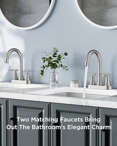 FORIOUS 4 Inch Centerset Bathroom Faucets Brushed Nickel 2 Pack Commercial - Image 5