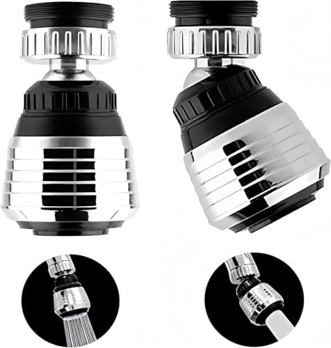 2PCS 360 Degree Swivel Faucet Aerator Deluxe Water Saving Faucet Sprayer Water Saving Bubbler Pressurized Faucet Filter Kitchen Accessories (360 Degree, Count, 2) by XKGD