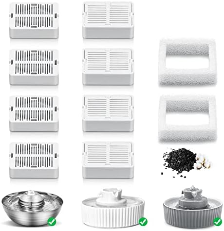 Wave and Cup Cake Porcelain Cat Fountain Filter 8 Carbon Filters 2 Foam Filters Ceramic Pet Fountain Water Dispenser Dog Fountain Replacement Filters(10PACK) - Image 7