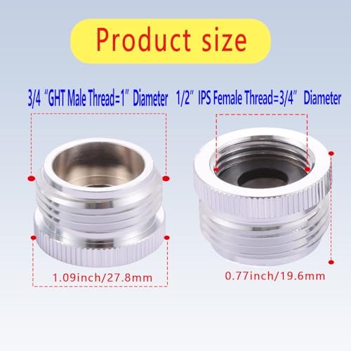 Ceaeso Garden Hose to Shower Valve/Arm Handshower/Shower Pipe Adapter,G1/2 Female to 3/4 GHT Male Garden Hose Adapter，Chrome Finished.… - Image 4