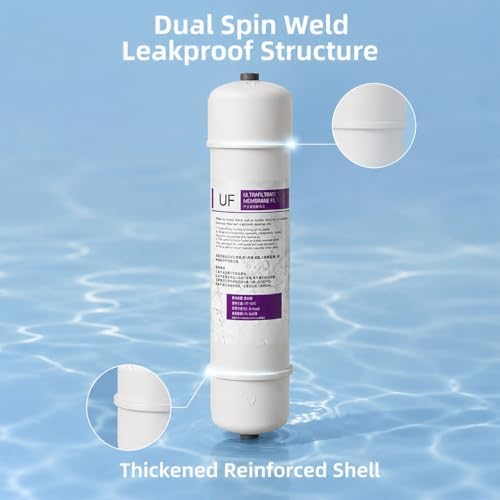 2-Pack 10.7"x2.4" Thickened UF Hollow Fiber Ultrafiltration Membrane Cartridge, 0.01 Micron, 1/4" Quick-Connect, Replacement for RO & Under Sink Systems - Image 4