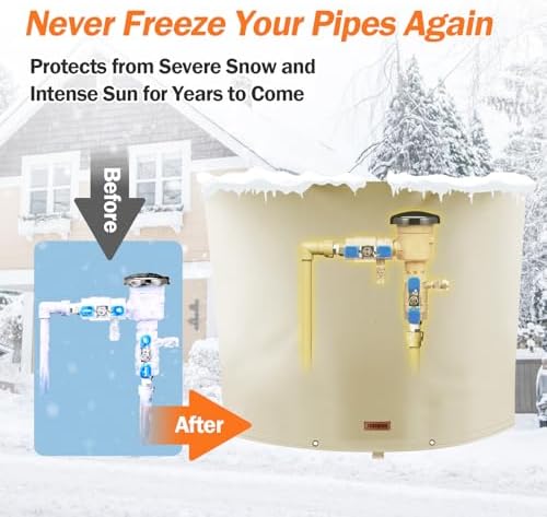 TOHONFOO Backflow Preventer Cover, Pipe Freeze Insulation, 52"Wx32"H, Beige - Image 3