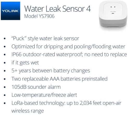 YoLink Water Leak Sensor 4, 105 dB Alarm, 3-Pack, YS7906 - Image 2