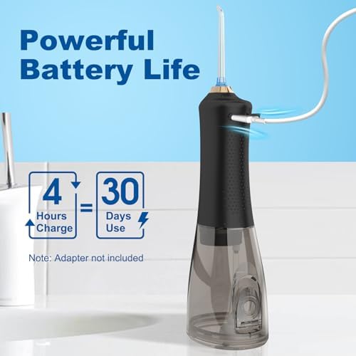 WellLeo Water Flossers for Teeth, 300ML Cordless Oral Irrigator Rechargeable Dental Flosser Picks with 5 Modes 5 Jet Tips,IPX7 Waterproof Teeth Cleaner for Braces Gum Care, Home Travel Use - Image 4