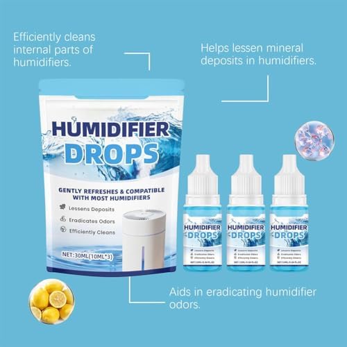 3 Pcs Humidifier Drops – Water Treatment Cleaner for Mineral Buildup & Odor Removal, 30ml (3 x 10ml Bottles), Ethanol-Based Solution for Ultrasonic & Cool Mist Humidifiers - Image 6