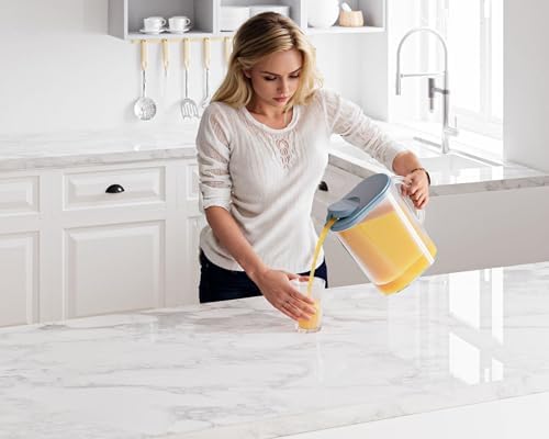 Tribello Pitcher with Lid 1 Gallon, Slim Clear Plastic Water Pitcher with Pivot-top Spout Lids, Iced Tea Pitcher for Fridge, Freezer/Dishwasher Safe, and BPA/Phthalate Free - Image 4