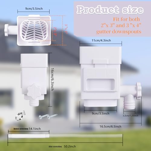 Rain Barrel Diverter Kit, Gutter Downspout Diverter, Brown - Image 5