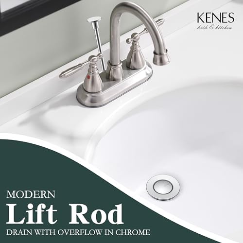 KENES Chrome Bathroom Sink Drain Stopper Assembly with Lift Rod - Image 2