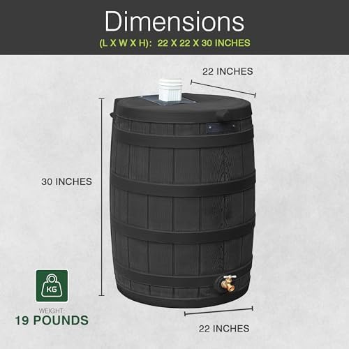 Good Ideas Rain Wizard Water Collection Barrel, 50 Gallon, Black, 2 Pack - Image 3