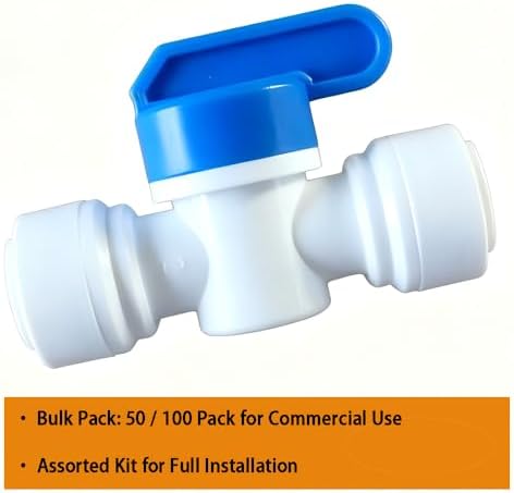 3/8" Quick Connect Ball Valve, 10 Pack Food Grade Shut Off Valve for RO System, Under Sink Water Filtration - Image 5