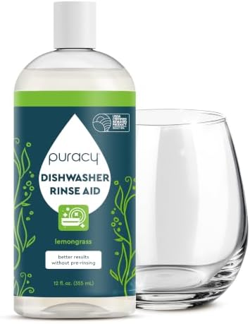 Puracy Dishwasher Rinse Aid Cleaner - Spot & Residue Free, Dishwasher Drying Agent - Must Haves from TikTok Made Me Buy It (Lemongrass, 12 Oz) by Puracy