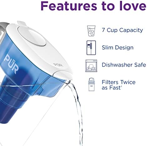 PUR 7-Cup Water Filter Pitcher, Cleaner, Great-Tasting Water, Dishwasher Safe, Powerful, Faster Filtration, LockFit Cap Design - White (Pack of 2) - Image 4