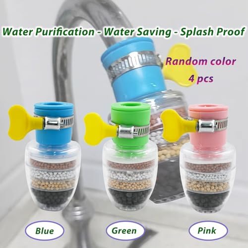 4 Pack Faucet Water Filter,6 Layer Cartridge Activated Carbon Filters Water Filter Faucet Replacements for Sink Applicable 1/2inch - 3/4inch Faucet(Random) - Image 6