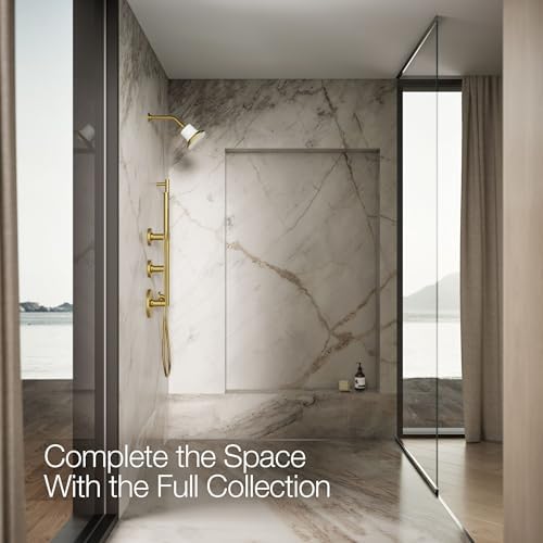 KOHLER 37722-G-2MB Cinq Square Single-Function Filtered Showerhead, Five-Layer Filtration, 1.75 GPM, Contemporary Design, Easy to Clean, Vibrant Brushed Moderne Brass - Image 6