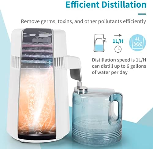 ROVSUN【Upgraded】1.1 Gallon/4L Water Distiller w/Flame-Retardant Material, BPA-Free Container & Stainless Steel Interior for Home, Distilled Water Machine Countertop, Distilling Pure Water Maker, 750W - Image 2