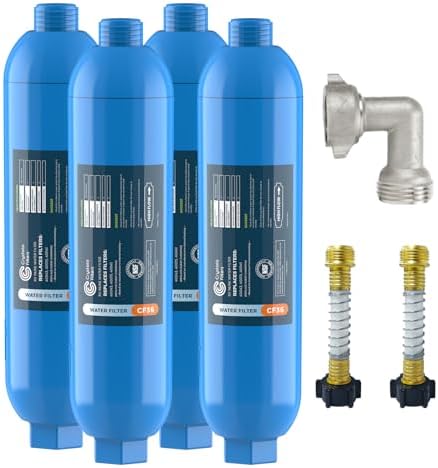 Crystala Filters RV/Marine Inline Filter with 2 Flexible Hose 4-Pack by CrystalaFilters